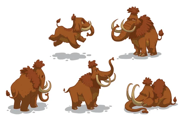 Set of mammoths — Stock Vector