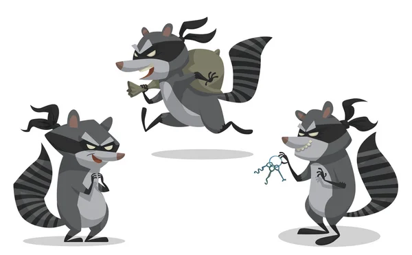Ensemble de bandits ratons laveurs — Image vectorielle
