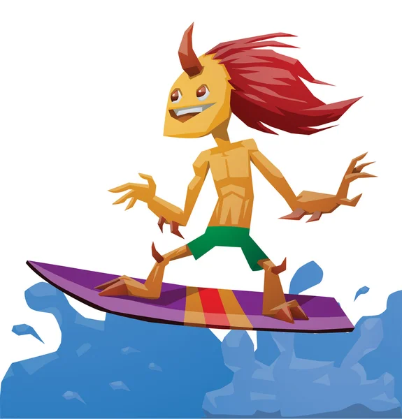 Monstruo del surf, amarillo — Vector de stock