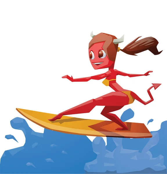 Monstruo del surf, rojo — Vector de stock