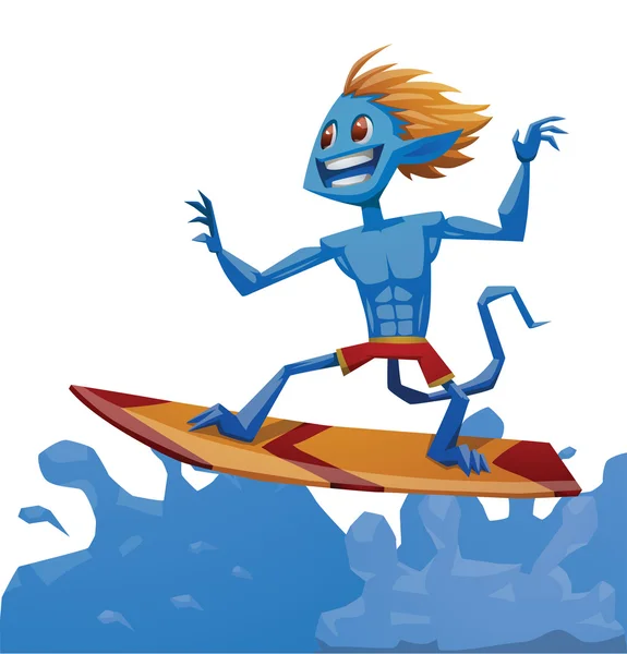 Monstruo del surf, azul — Vector de stock