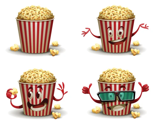 Set di secchi di popcorn — Vettoriale Stock