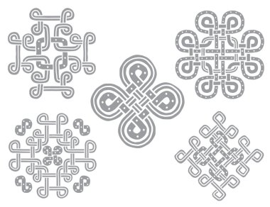 Taş Celtic kümesi el çekilmiş süsleme, beyaz arka plan