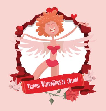 Pretty kadın cupid sevinçli, çerçeve