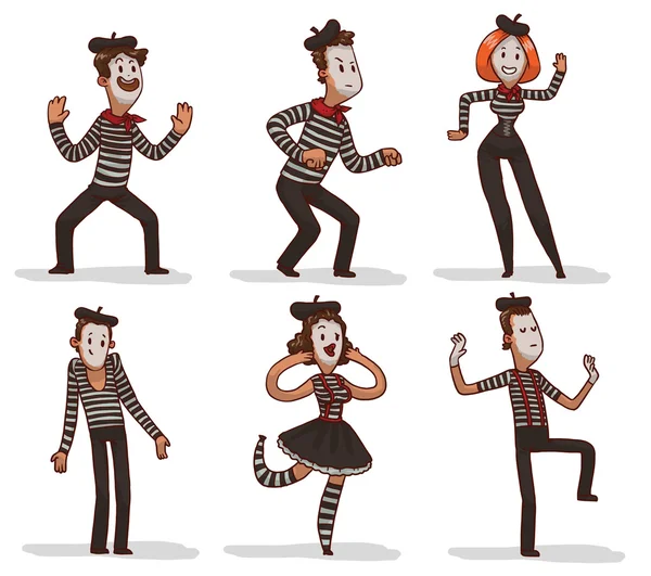 Set of funny mimes — Stock Vector