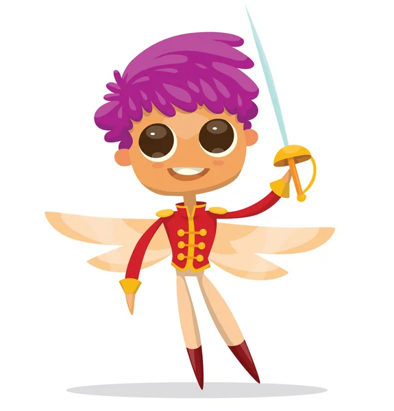 Милая фея-мужчина с фиолетовыми волосами — стоковый вектор