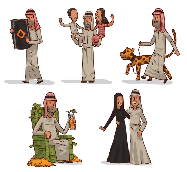 Set of arabian people — Stock Vector