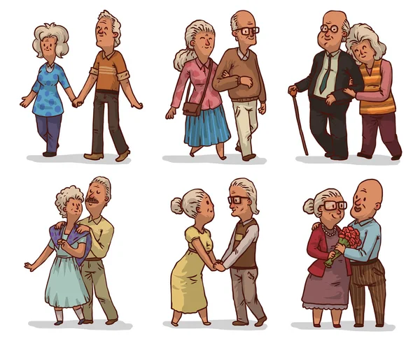 Ensemble de couples plus âgés — Image vectorielle