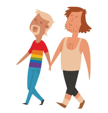 Homoseksüel çift, sarı ve kahverengi saçlı erkekler
