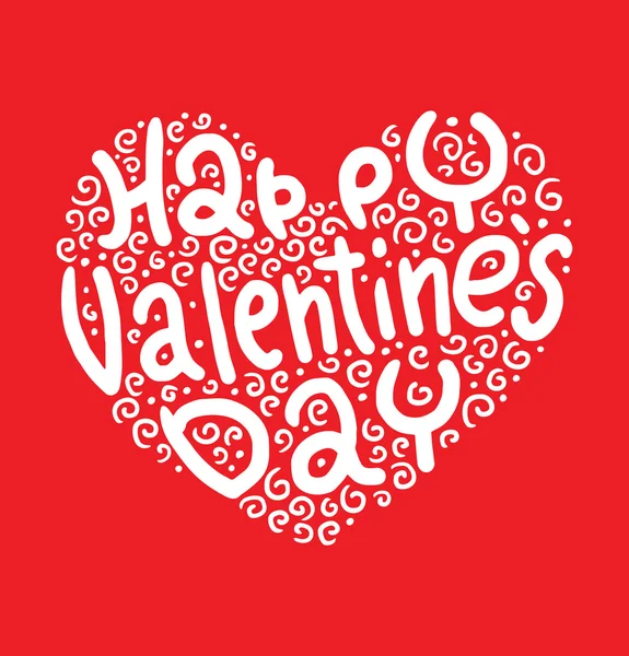 White heart symbol "Happy Valentine's Day" — Stock vektor