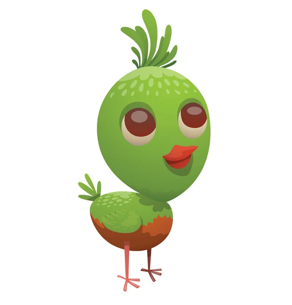 Fantastický nádherný tropický pták s jasně zeleným oranžovým perem — Stockový vektor