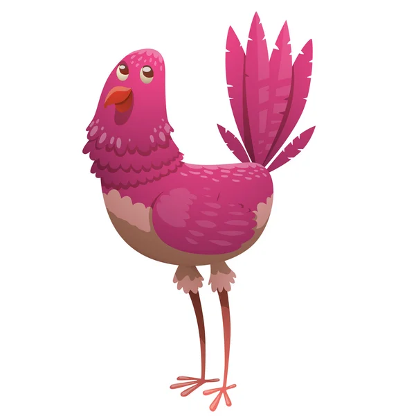 Fantaisie magnifique oiseau tropica avec des plumes rose vif — Image vectorielle
