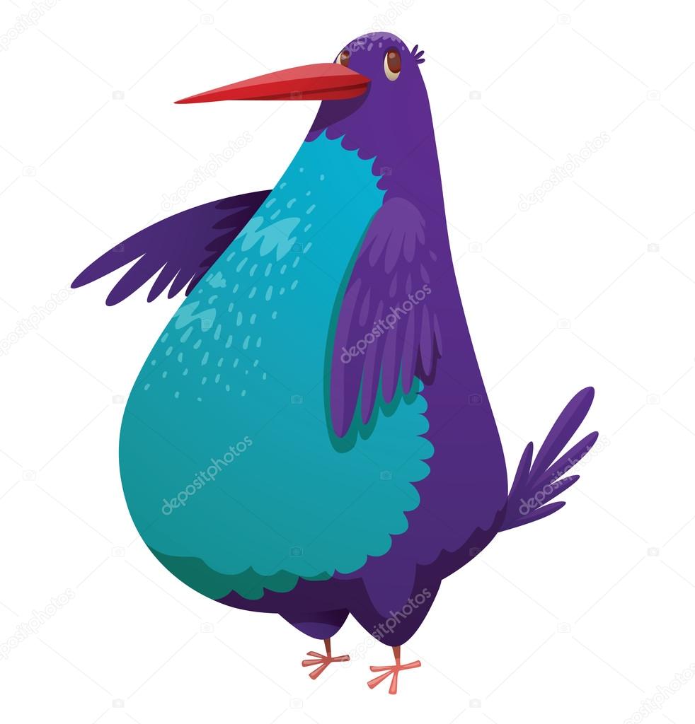 Fantaisie Belle Oiseau Tropical Gras Avec Brillant Violet