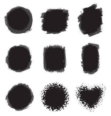 Suluboya arka plan kümesi, siyah renk 