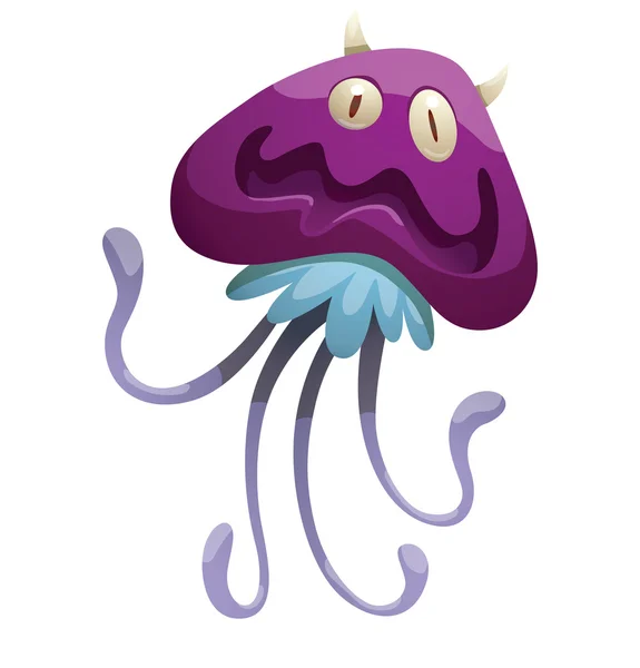 Lustiges lila Monster wie Quallen — Stockvektor