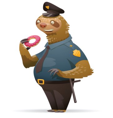 Cute sloth with a donut clipart