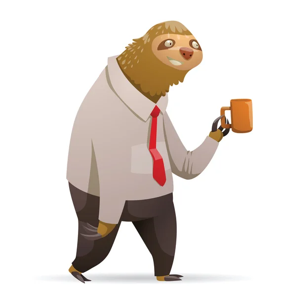 Cute sloth with an orange mug — Stock Vector