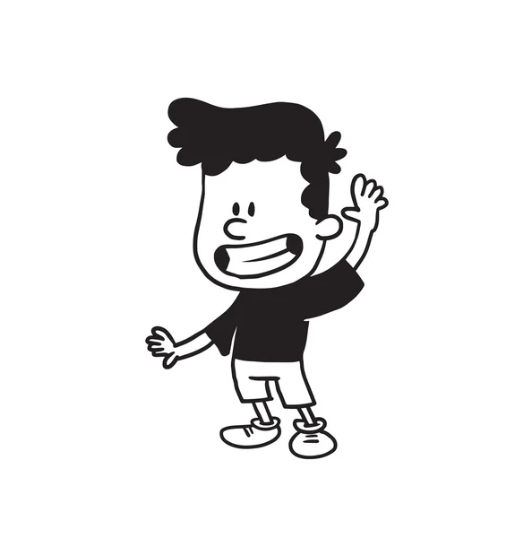 Lindo niño meneando su mano, estilo monocromo — Vector de stock