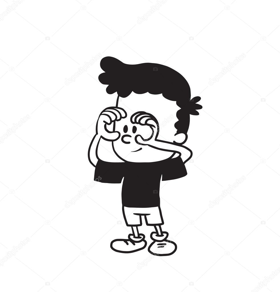 cute-little-boy-with-hands-like-binoculars-monochrome-style-stock