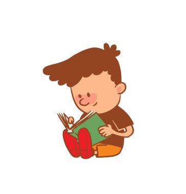 Sevimli küçük çocuk bir kitap okuma, renkli görüntü