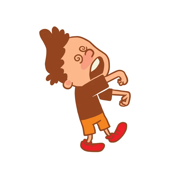 Lindo niño caminando como un zombi, imagen en color — Vector de stock