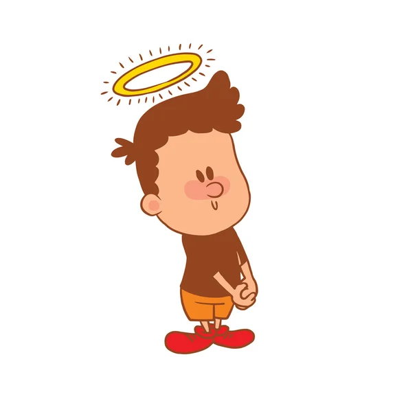 Cute little boy with a halo, color image — Stock Vector