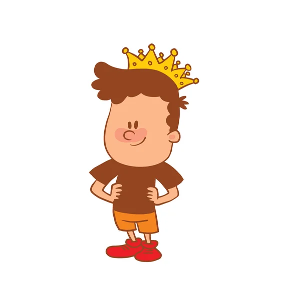 Lindo niño pequeño con una corona en la cabeza, imagen en color — Vector de stock