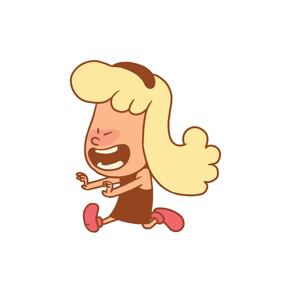 Linda niña está corriendo felizmente, imagen en color — Vector de stock