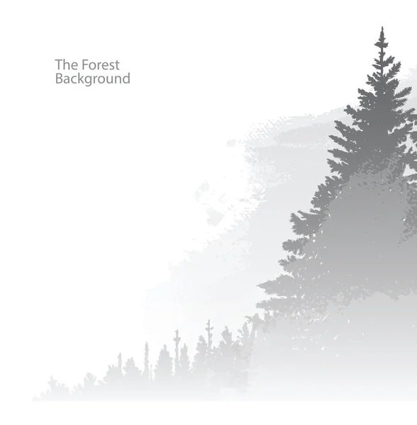 右側に木がある森林の背景、灰色 — ストックベクタ
