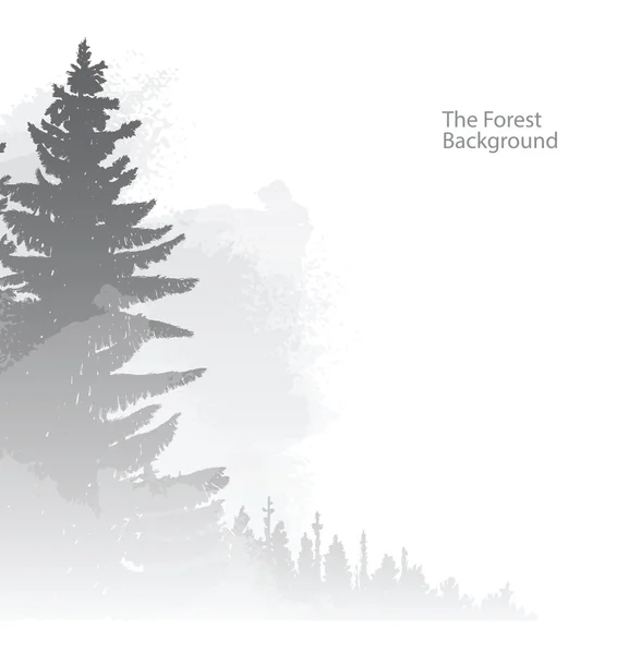左側に木が残る森林背景(灰色) — ストックベクタ
