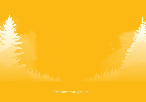 両側に木が付いている森林の背景、黄色 — ストックベクタ