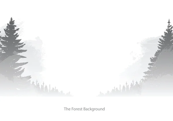 Bosachtergrond met bomen aan beide zijden, grijs — Stockvector