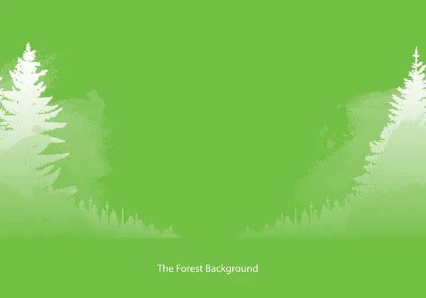 両側に木が付いている森林の背景、緑 — ストックベクタ
