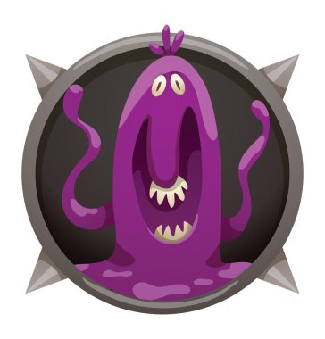 Çerçeve, büyük ağızlı komik mor canavar