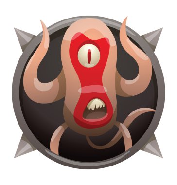 Çerçeve, komik pembe-kırmızı canavar