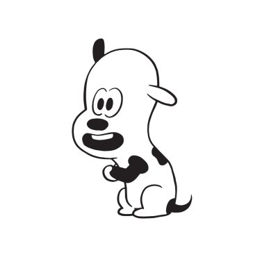 Komik küçük köpek bir şey, monokrom tarzı yalvarıyor