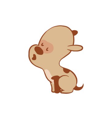 Komik küçük köpek oturma ve uluma, renkli görüntü