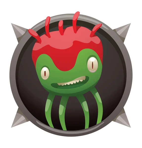 Rama, zabawny zielony-czerwony potwór — Wektor stockowy