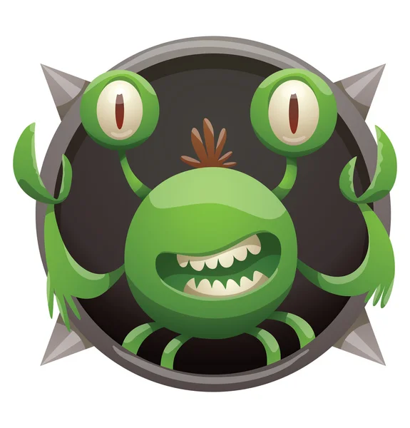 框架，有趣的绿色怪物与武器爪 — 图库矢量图片