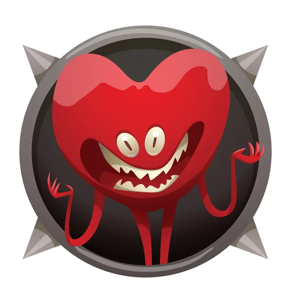 Marco, monstruo rojo divertido como un símbolo del corazón — Archivo Imágenes Vectoriales