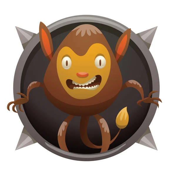 Cadre, drôle monstre brun avec queue — Image vectorielle
