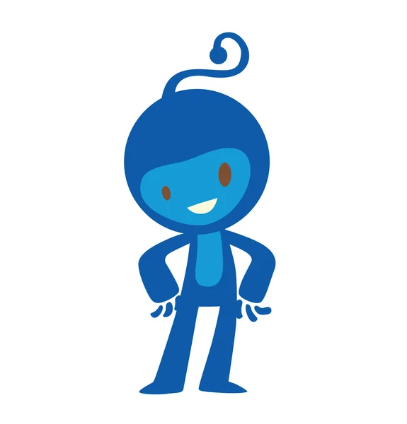 Petite créature bleue drôle, style plat — Image vectorielle