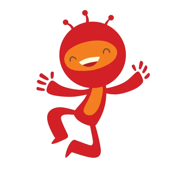 Pequeña criatura roja divertida, estilo plano — Archivo Imágenes Vectoriales