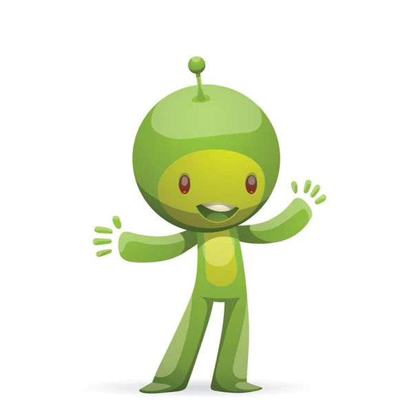 Engraçado pequena criatura verde — Vetor de Stock