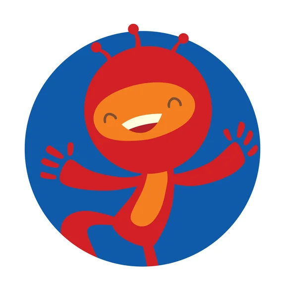 Komik küçük kırmızı yaratık, düz tarzı ile Çerçeve — Stok Vektör