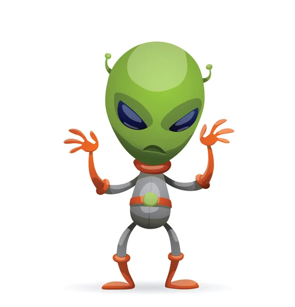 Komische grüne Außerirdische, die jemanden erschrecken — Stockvektor