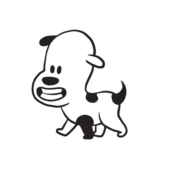 Divertido perrito paseando y sonriendo, estilo monocromo — Vector de stock