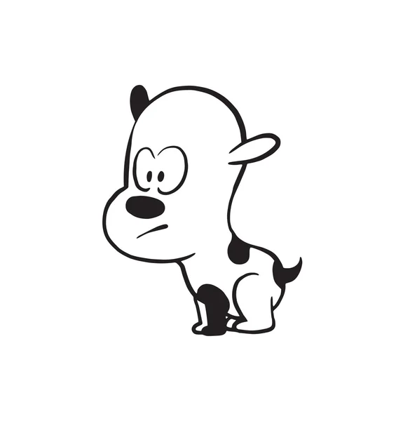 Srandovní malý pes stojící napjatě, monochromatický styl — Stockový vektor