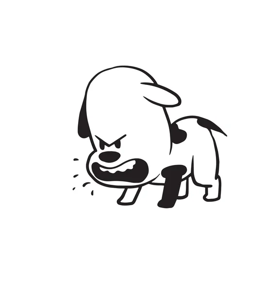 Divertente piccolo cane arrabbiato abbaiare, in stile monocromatico — Vettoriale Stock