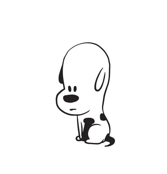 Divertido perrito sentado tristemente, estilo monocromo — Vector de stock